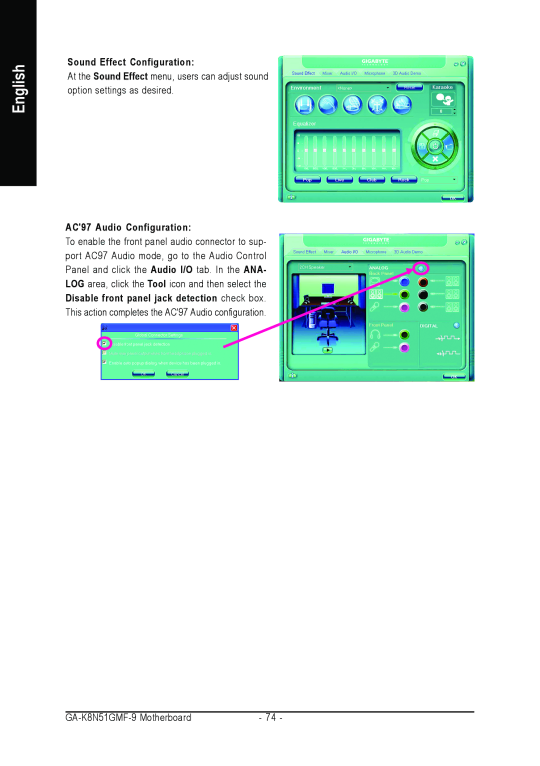 AMD GA-K8N51GMF-9 user manual Sound Effect Configuration 