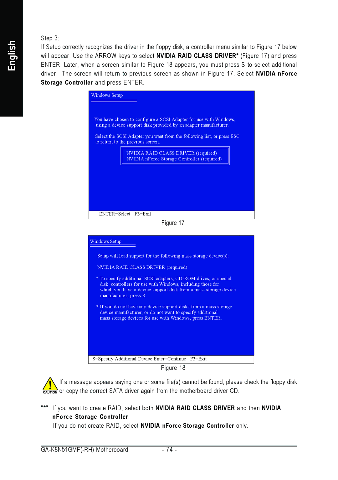 AMD GA-K8N51GMF-RH user manual ENTER=Select F3=Exit 