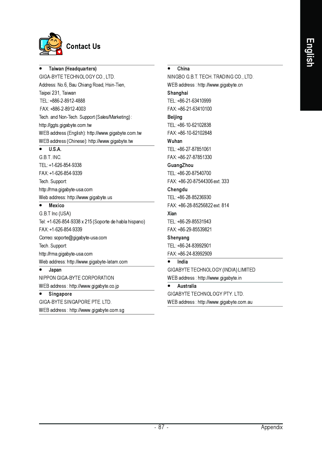 AMD GA-K8N51GMF-RH user manual Contact Us, Taiwan Headquarters 