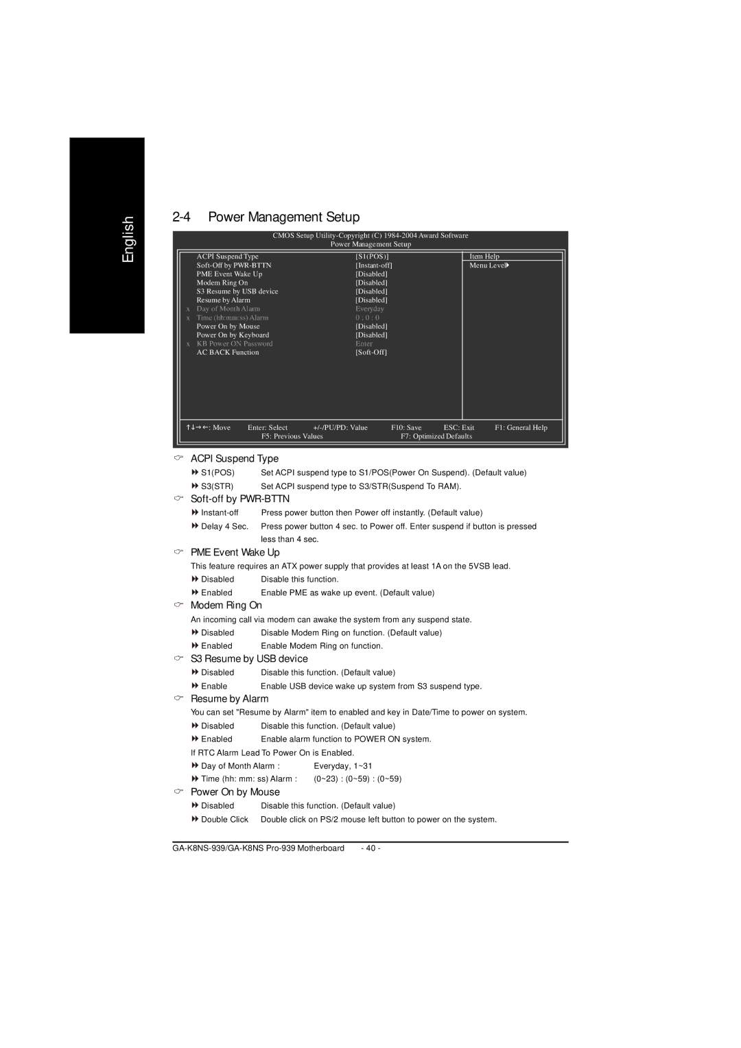 AMD GA-K8NS PRO-939, GA-K8NS-939 user manual Power Management Setup 