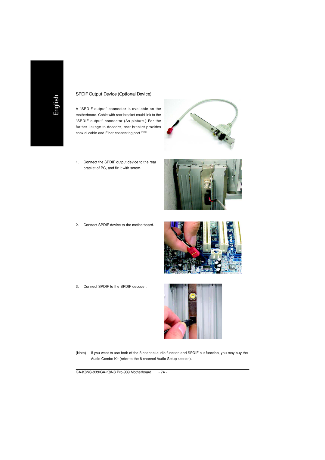 AMD GA-K8NS PRO-939, GA-K8NS-939 user manual Spdif Output Device Optional Device 