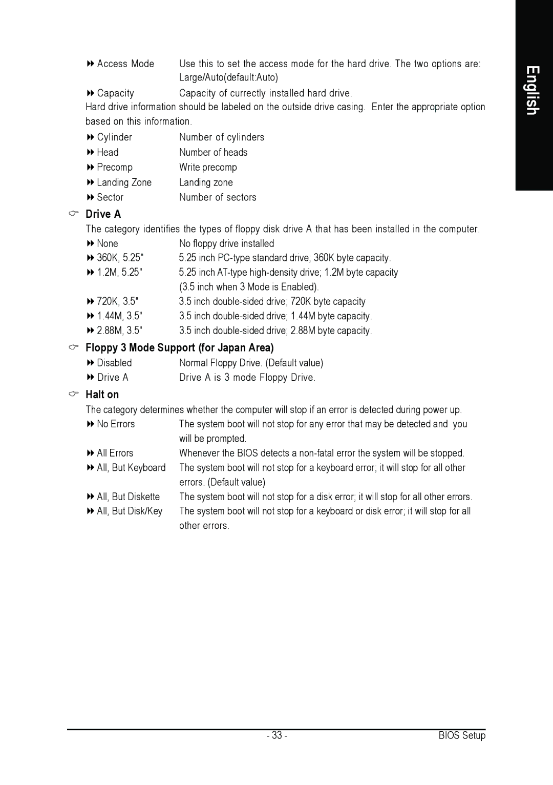 AMD GA-K8NSC-939 user manual Drive a, Floppy 3 Mode Support for Japan Area, Halt on 