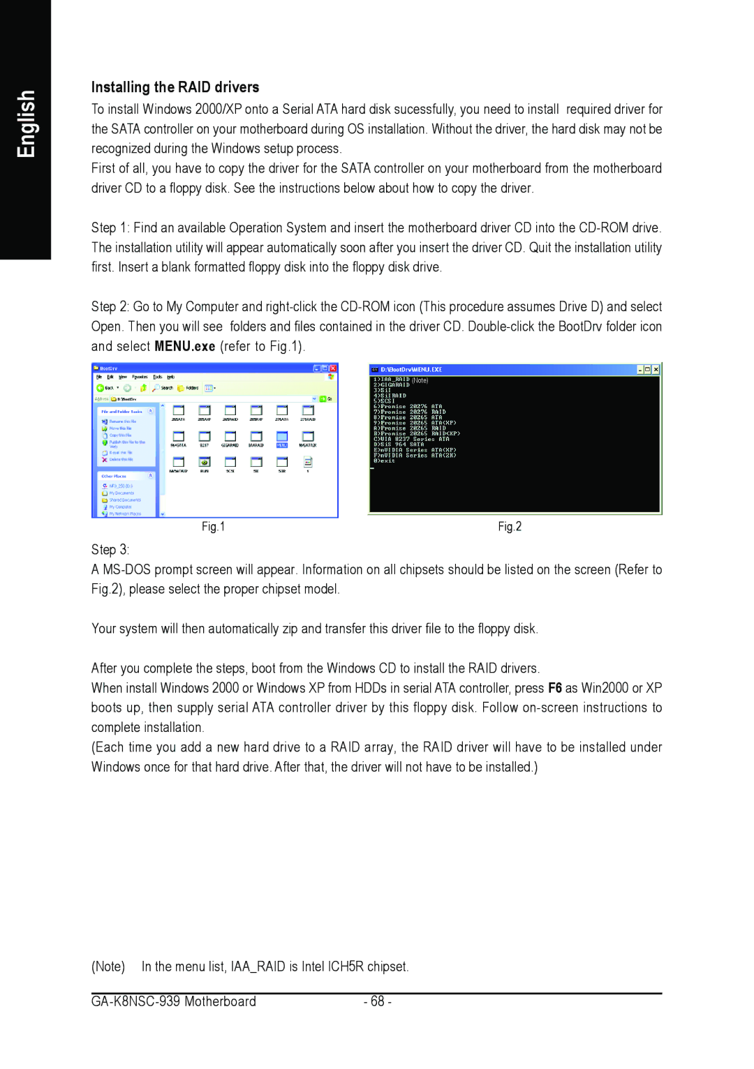 AMD GA-K8NSC-939 user manual Installing the RAID drivers 