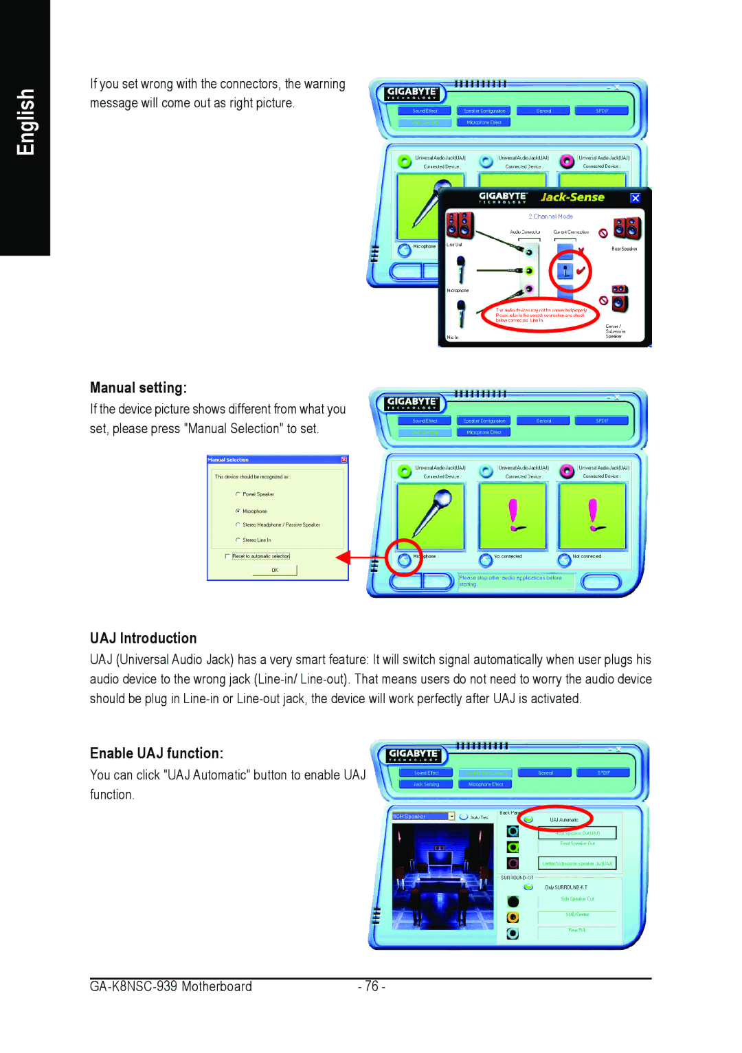 AMD GA-K8NSC-939 user manual Manual setting, UAJ Introduction, Enable UAJ function 