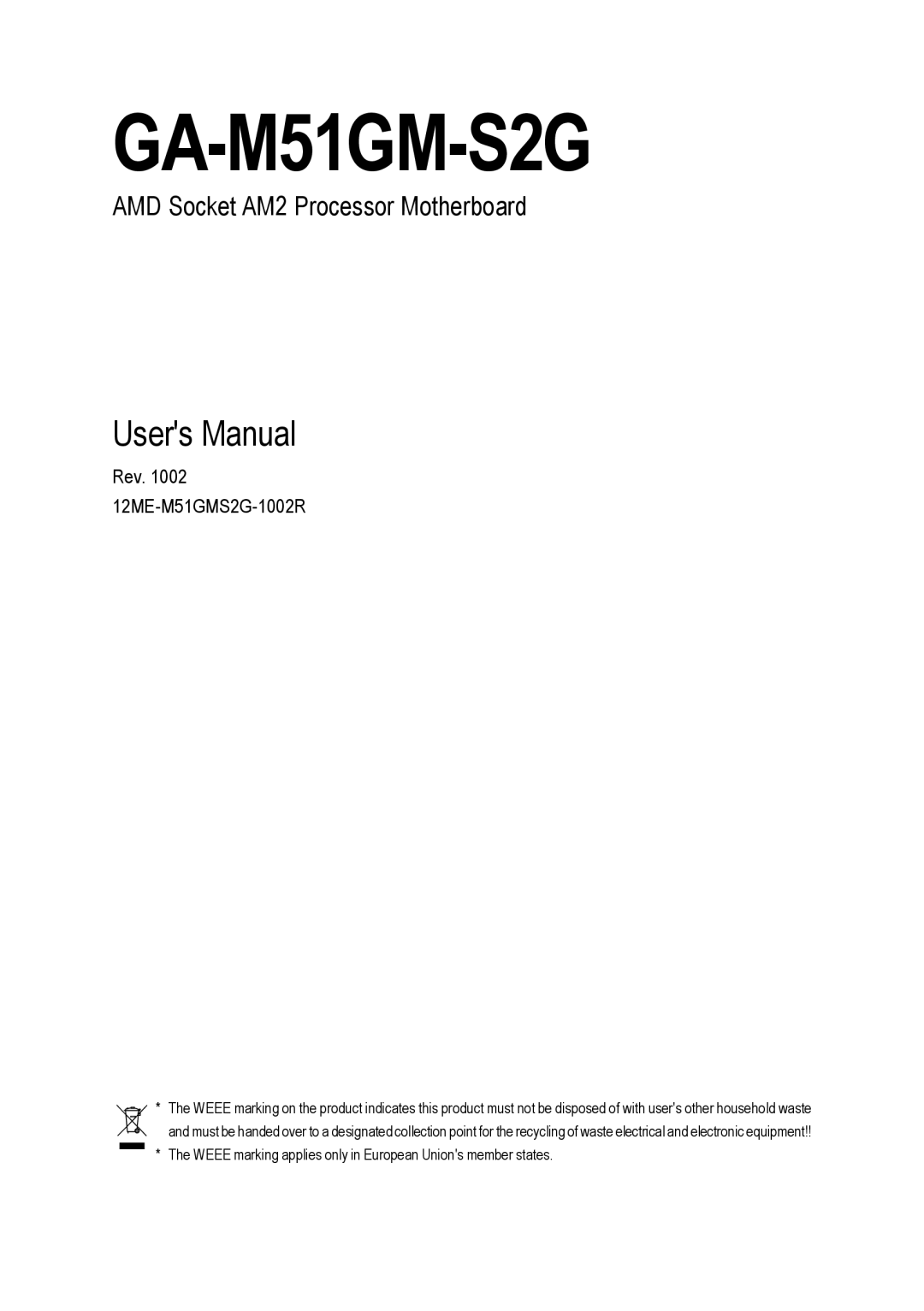 AMD GA-M51GM-S2G user manual 