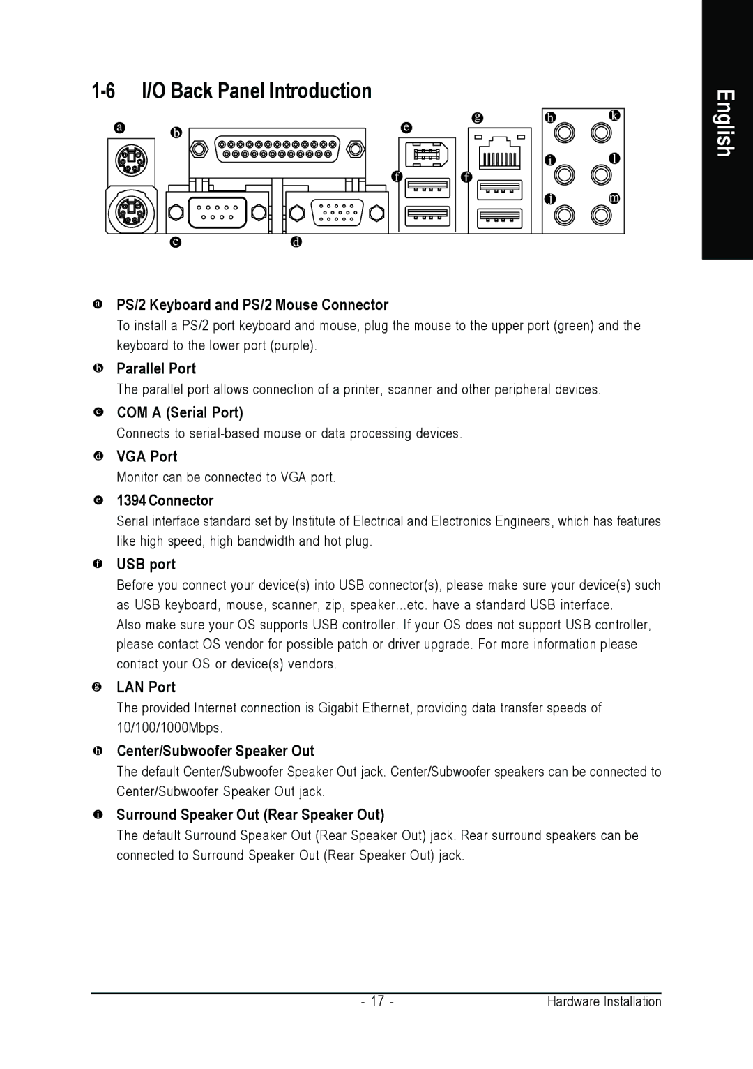 AMD GA-M51GM-S2G user manual I/O Back Panel Introduction 