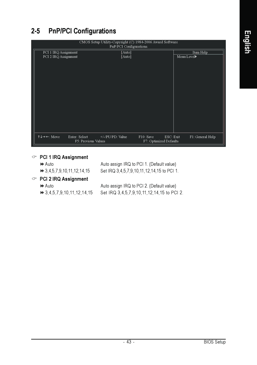 AMD GA-M51GM-S2G user manual PnP/PCI Configurations, PCI 1 IRQ Assignment, PCI 2 IRQ Assignment 