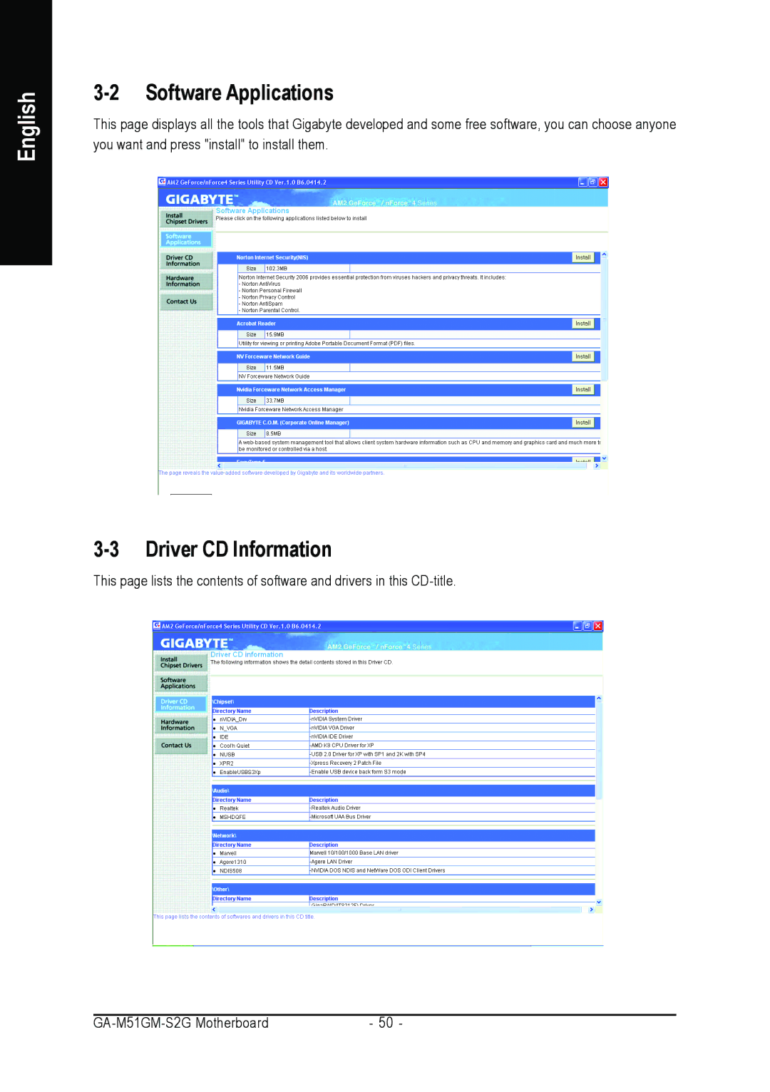 AMD GA-M51GM-S2G user manual Software Applications, Driver CD Information 