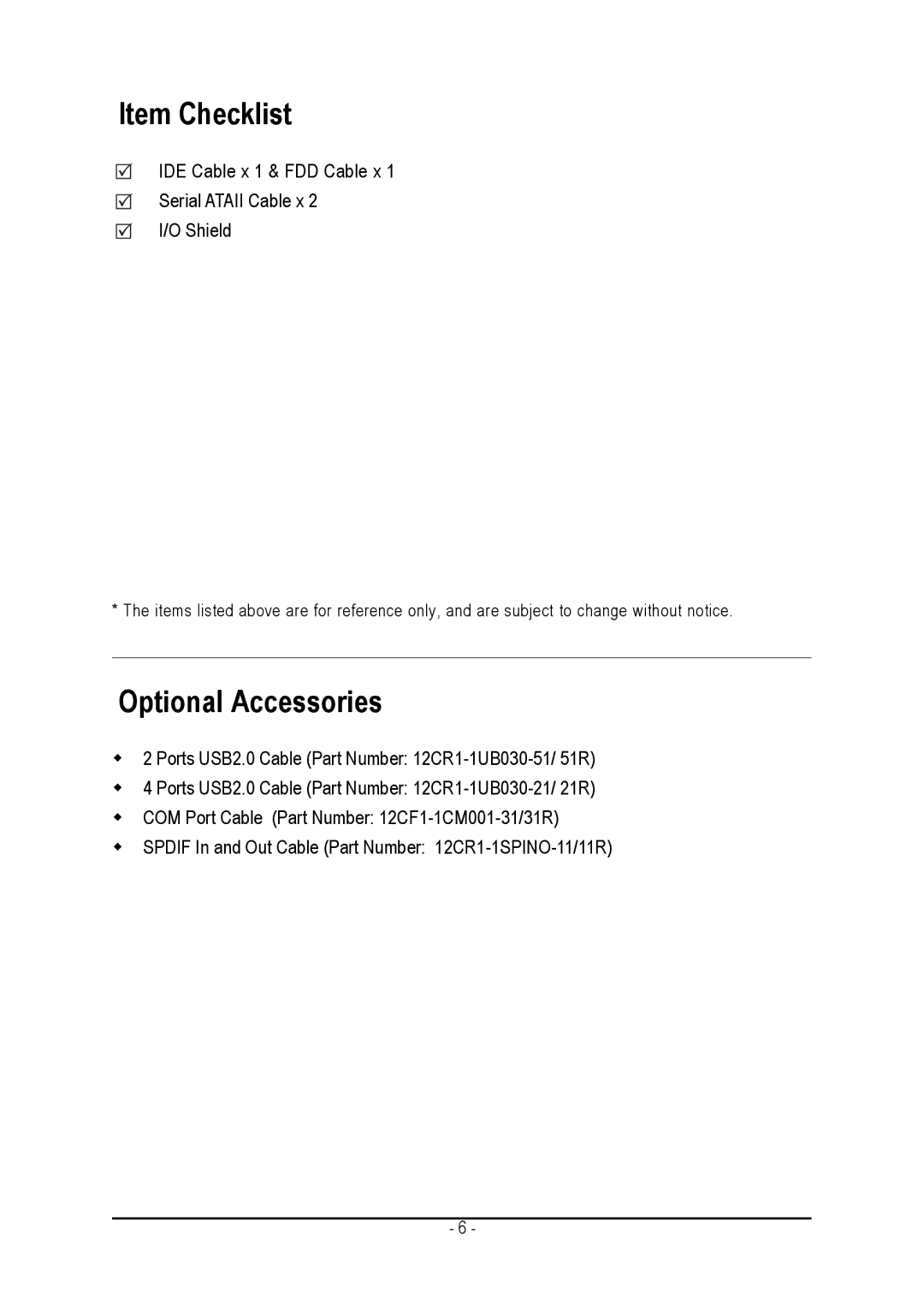 AMD GA-M51GM-S2G user manual Item Checklist 