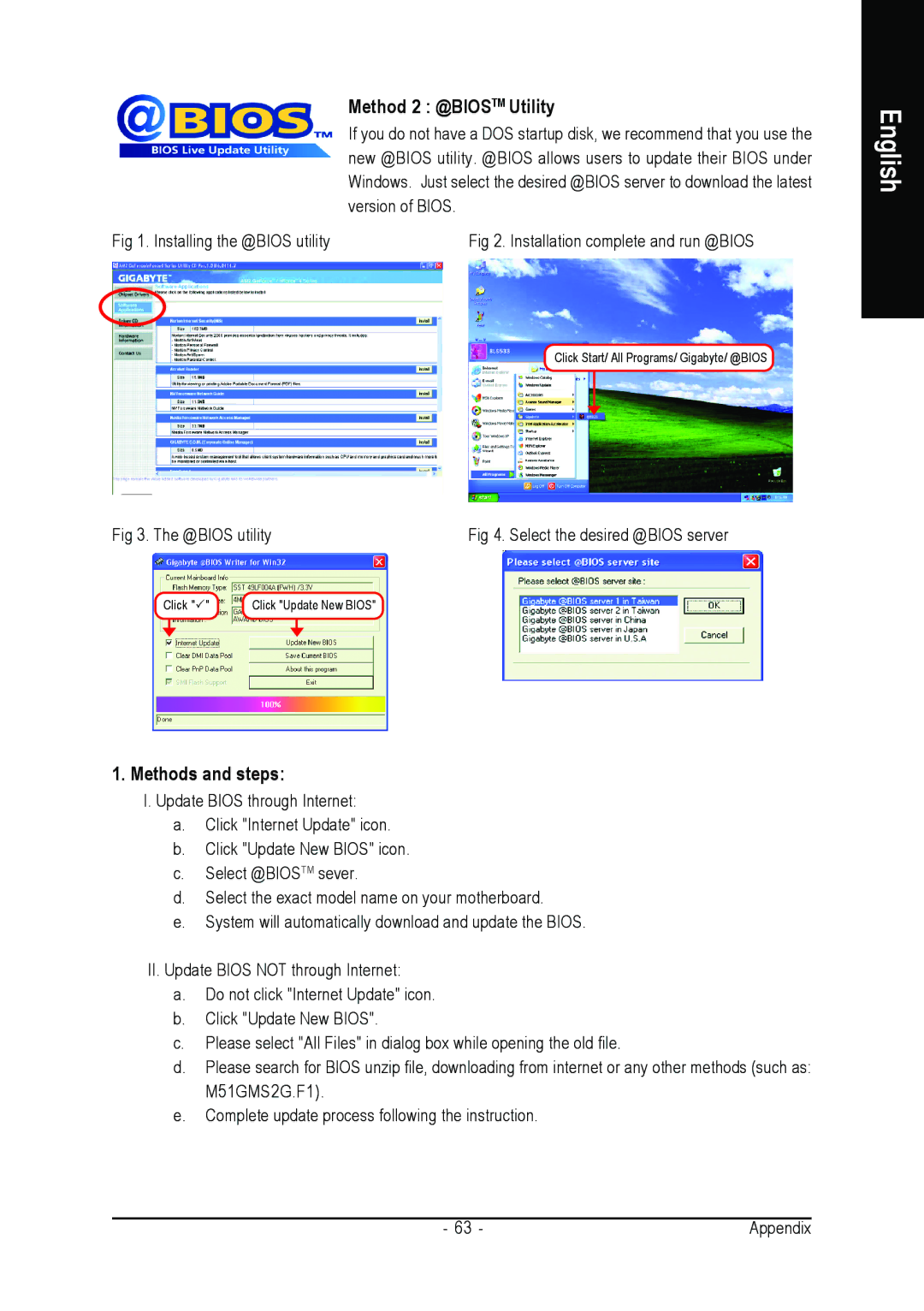 AMD GA-M51GM-S2G user manual Method 2 @BIOSTM Utility, Methods and steps 