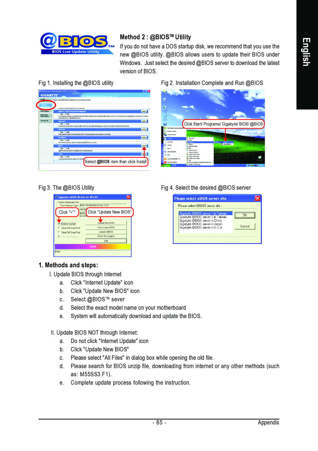 AMD GA-M55S-S3 user manual Method 2 @BIOSTM Utility, Methods and steps 