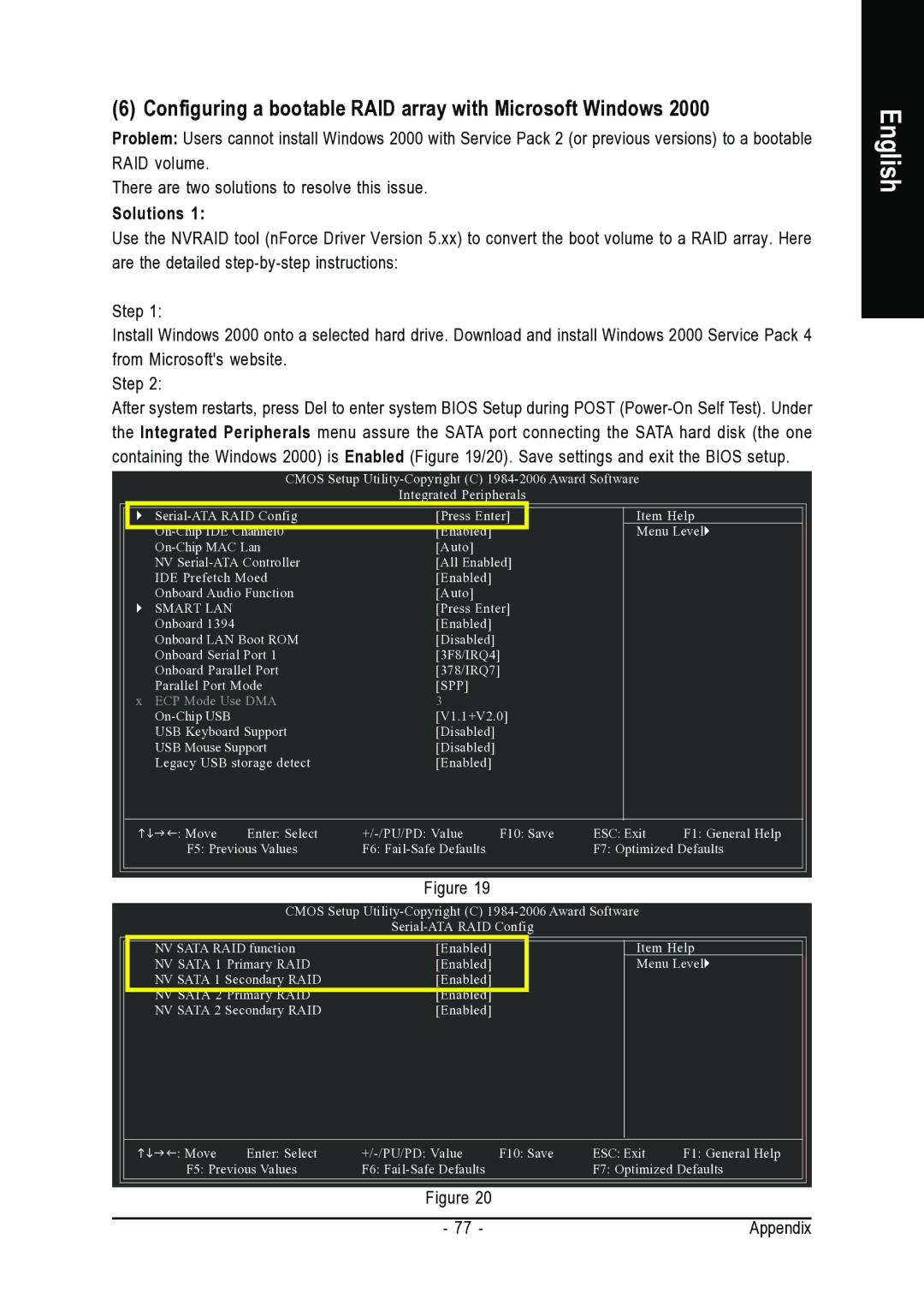 AMD GA-M55S-S3 user manual Configuring a bootable RAID array with Microsoft Windows, Solutions 