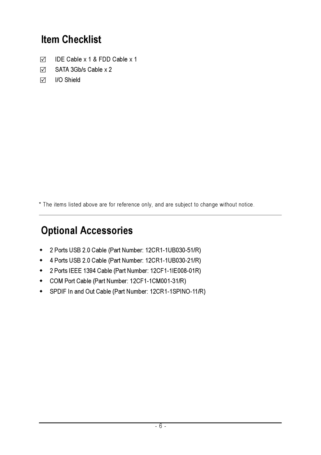 AMD GA-M61PM-S2 user manual Item Checklist 