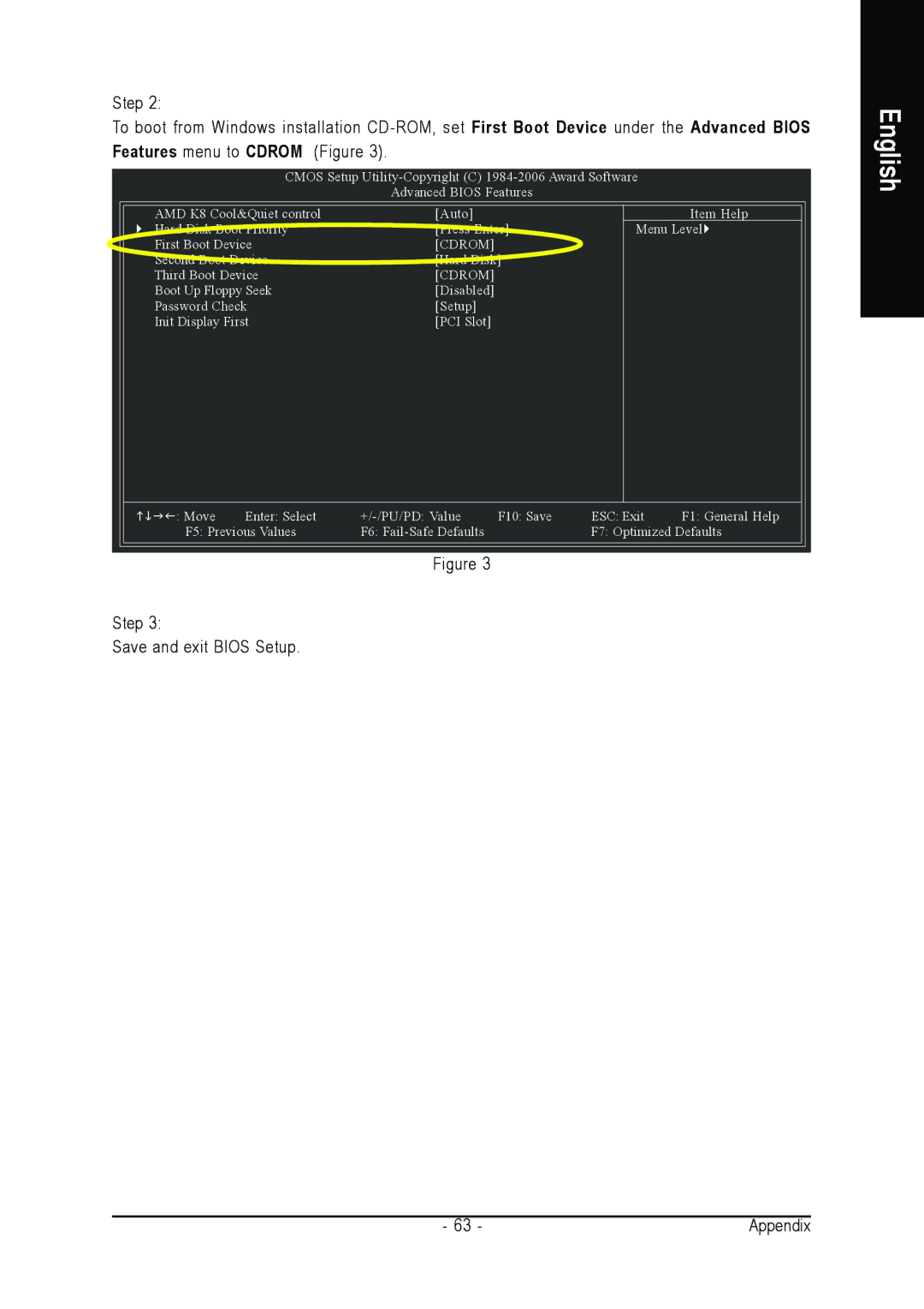 AMD GA-M61PM-S2 user manual Step Save and exit Bios Setup 