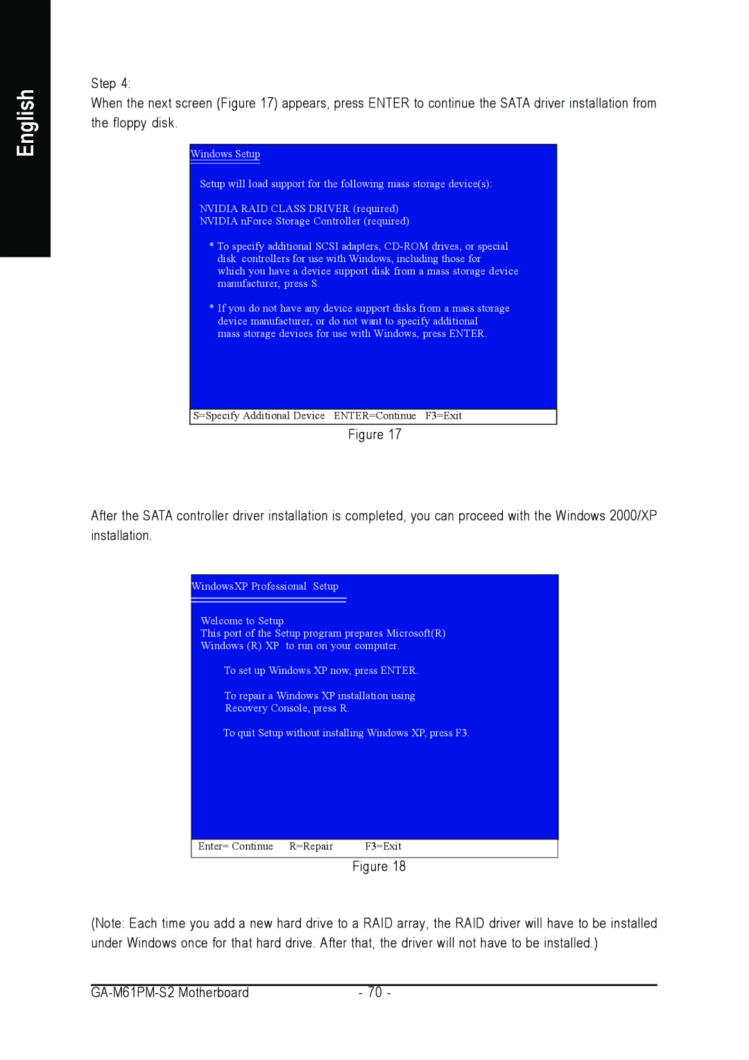 AMD GA-M61PM-S2 user manual Enter= Continue R=Repair F3=Exit 