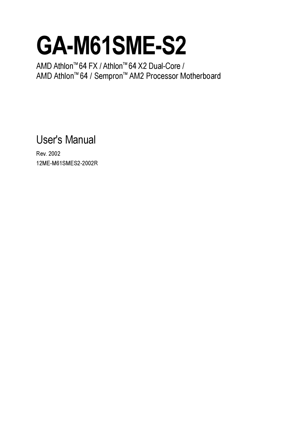 AMD GA-M61SME-S2 user manual 