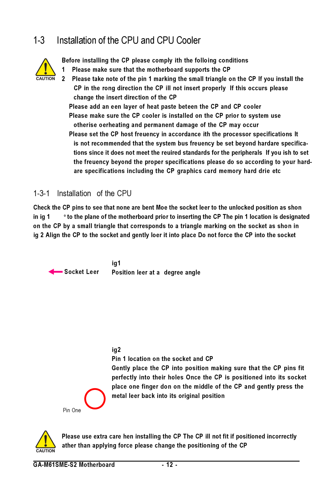 AMD GA-M61SME-S2 user manual Installation of the CPU and CPU Cooler 