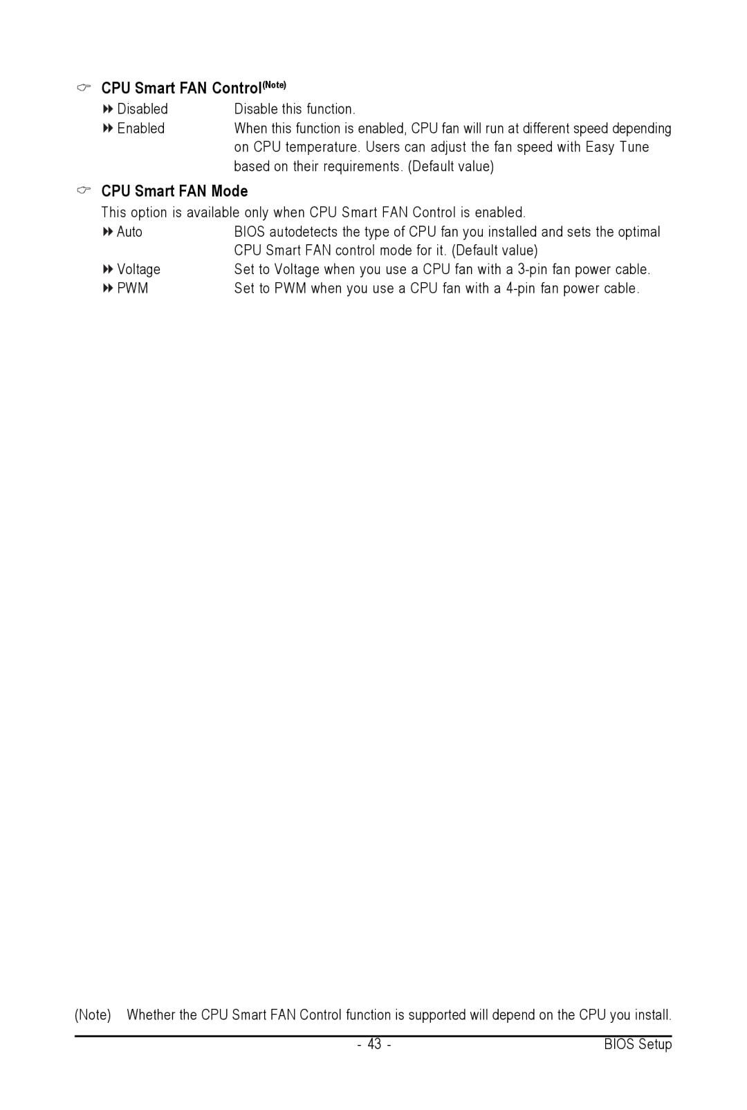 AMD GA-M61SME-S2 user manual CPU Smart FAN ControlNote, CPU Smart FAN Mode 