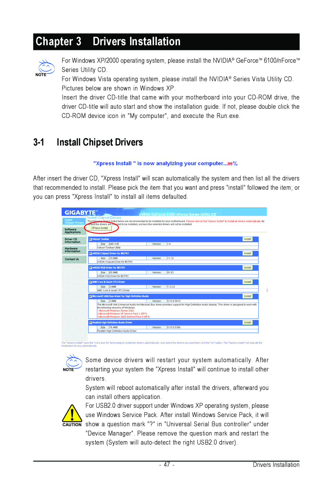 AMD GA-M61SME-S2 user manual Drivers Installation, Install Chipset Drivers 