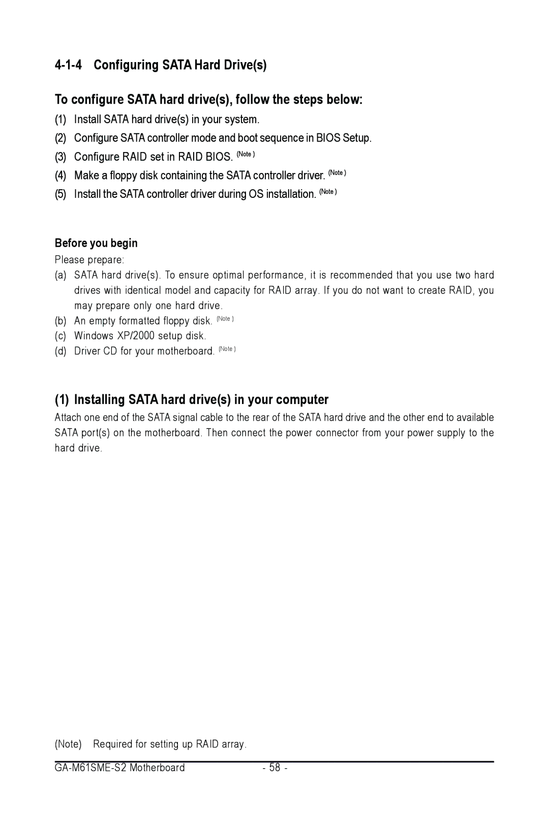 AMD GA-M61SME-S2 user manual Installing Sata hard drives in your computer, Before you begin 