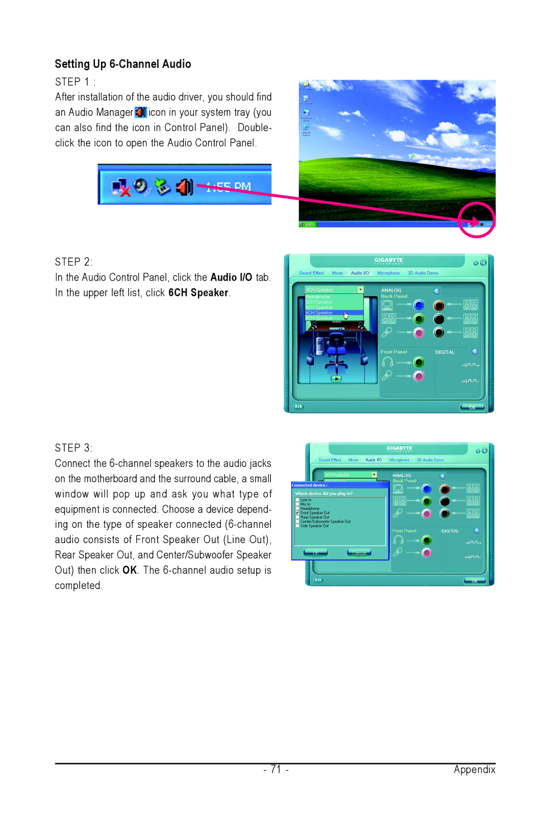 AMD GA-M61SME-S2 user manual Setting Up 6-Channel Audio 