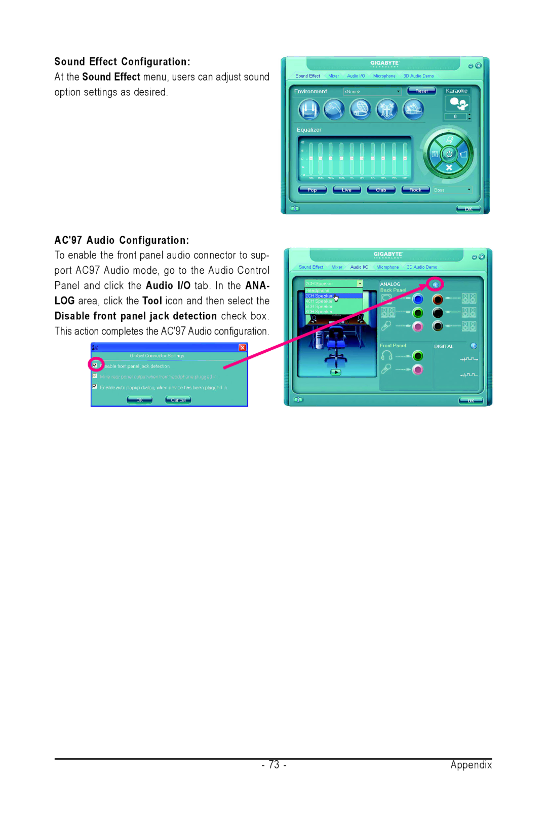 AMD GA-M61SME-S2 user manual Sound Effect Configuration 