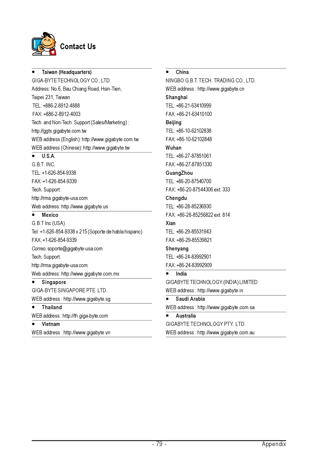 AMD GA-M61SME-S2 user manual Contact Us, Taiwan Headquarters 