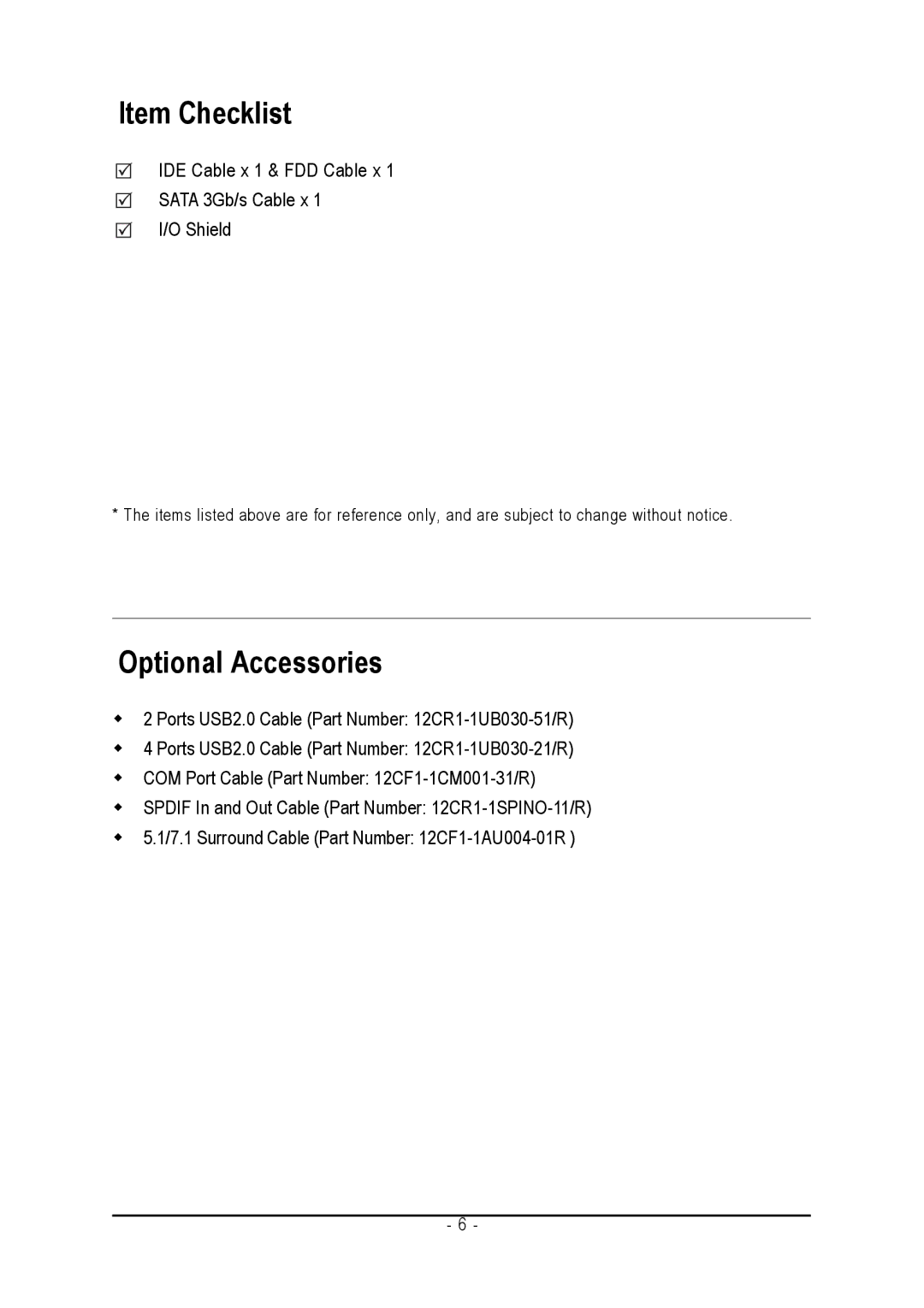 AMD GA-M61VME-S2 user manual Item Checklist 