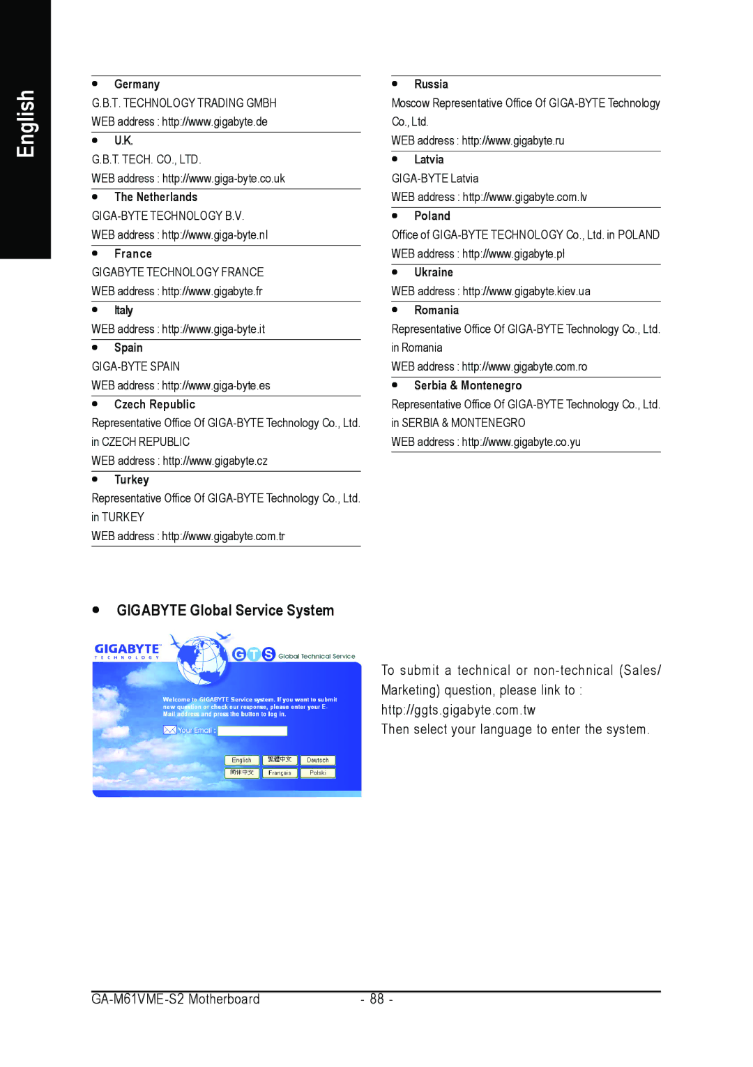 AMD GA-M61VME-S2 user manual Gigabyte Global Service System 