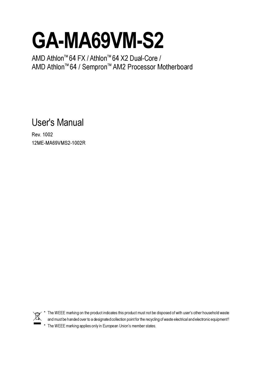 AMD GA-MA69VM-S2 user manual 