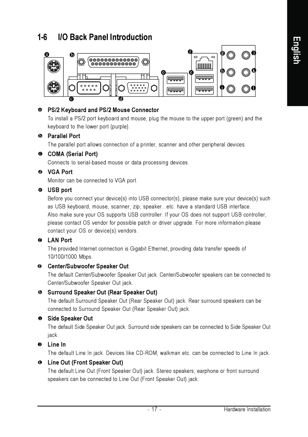 AMD GA-MA69VM-S2 user manual I/O Back Panel Introduction 