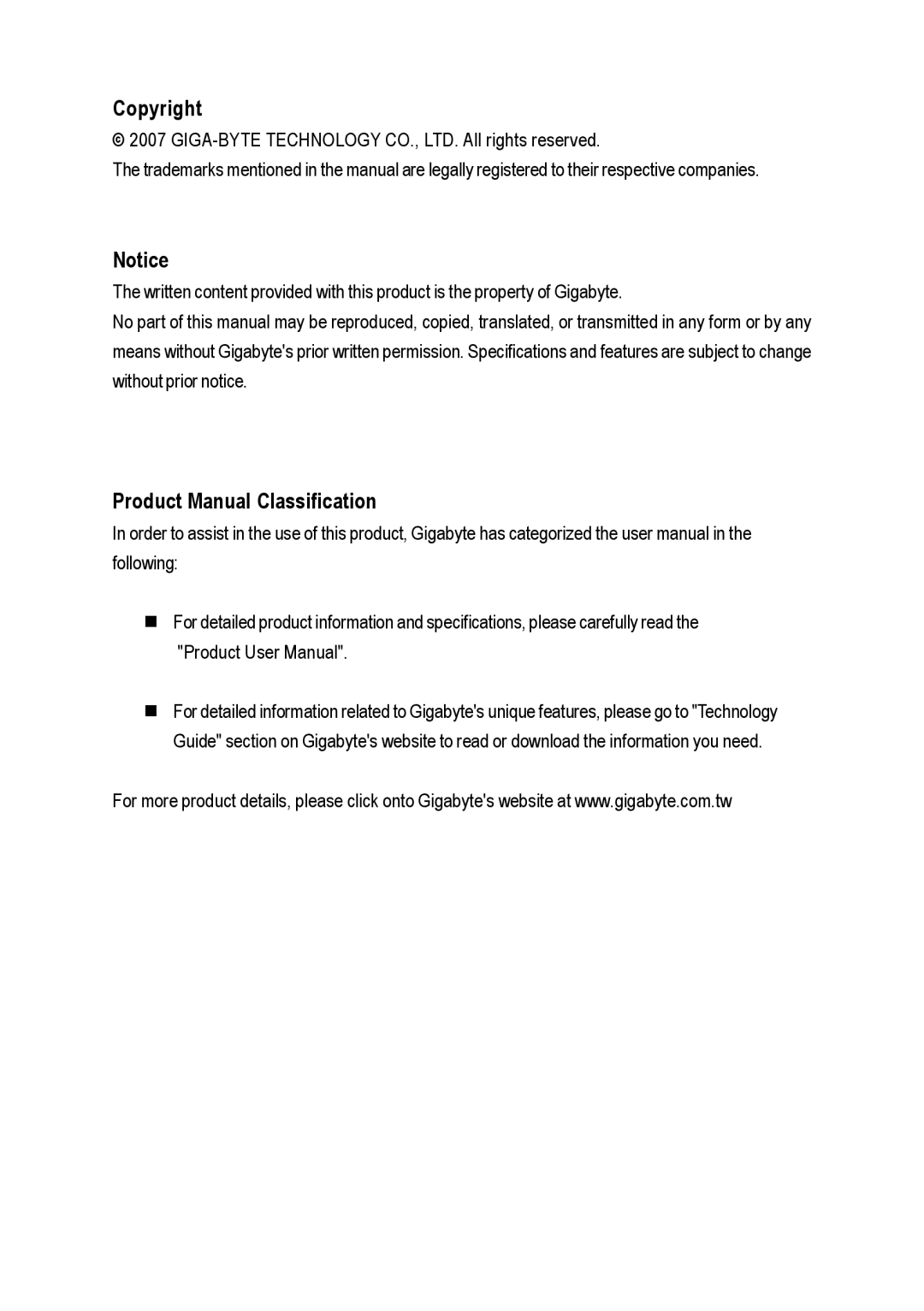 AMD GA-MA69VM-S2 user manual Copyright, Product Manual Classification 