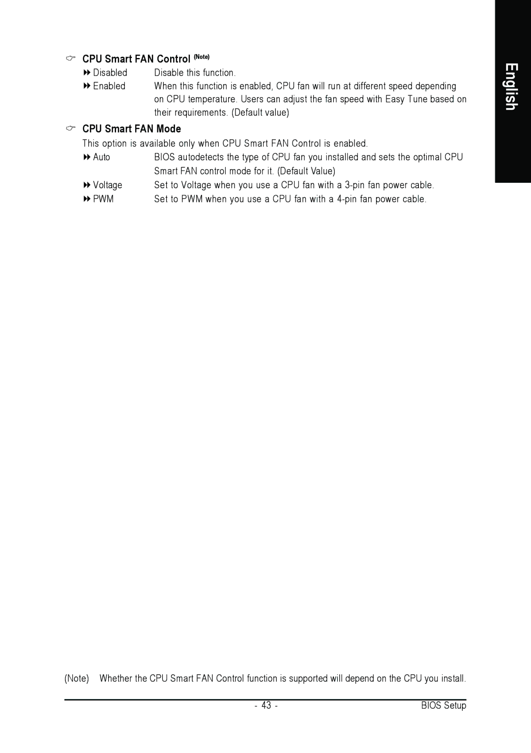 AMD GA-MA69VM-S2 user manual CPU Smart FAN Control Note, CPU Smart FAN Mode 