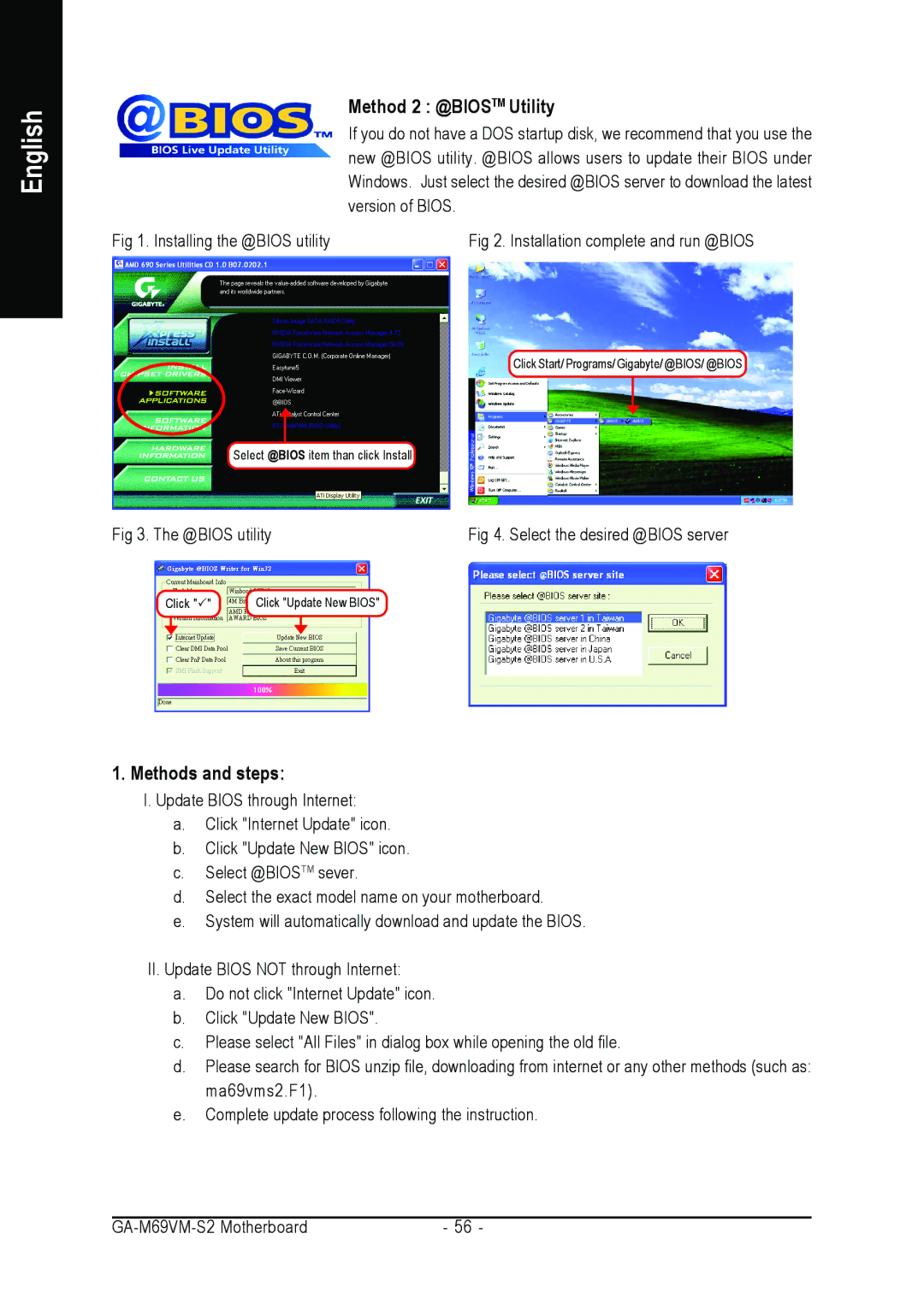 AMD GA-MA69VM-S2 user manual Method 2 @BIOSTM Utility, Methods and steps 