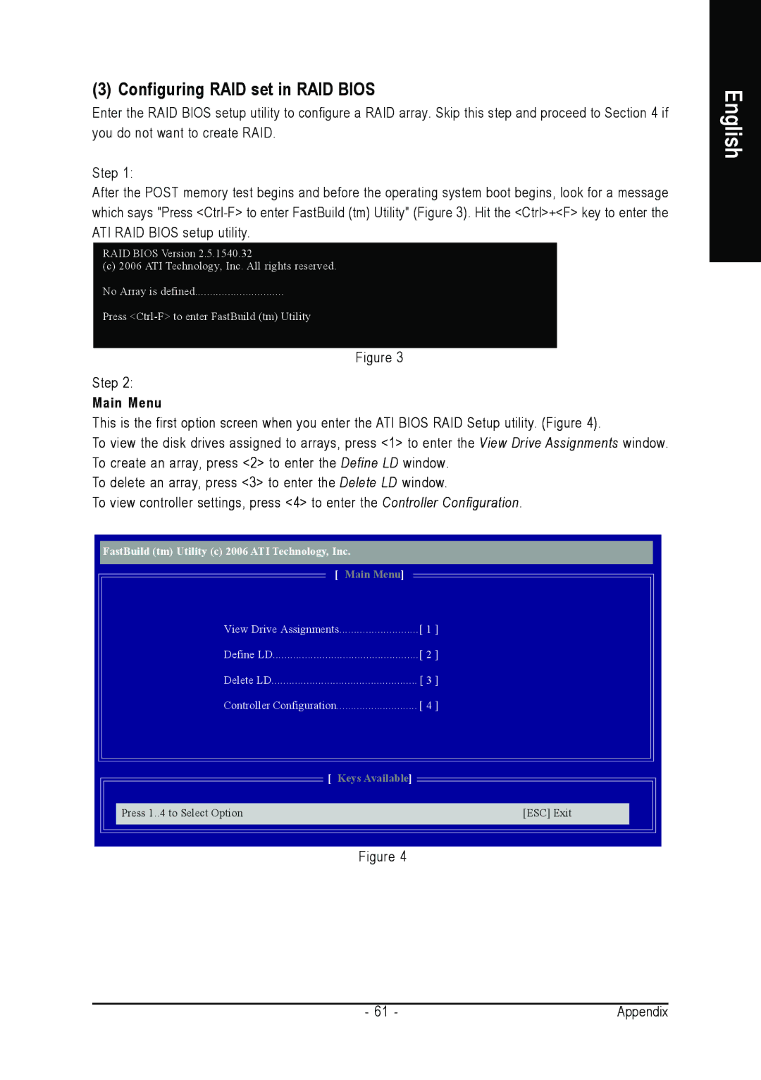 AMD GA-MA69VM-S2 user manual Configuring RAID set in RAID Bios, Main Menu 