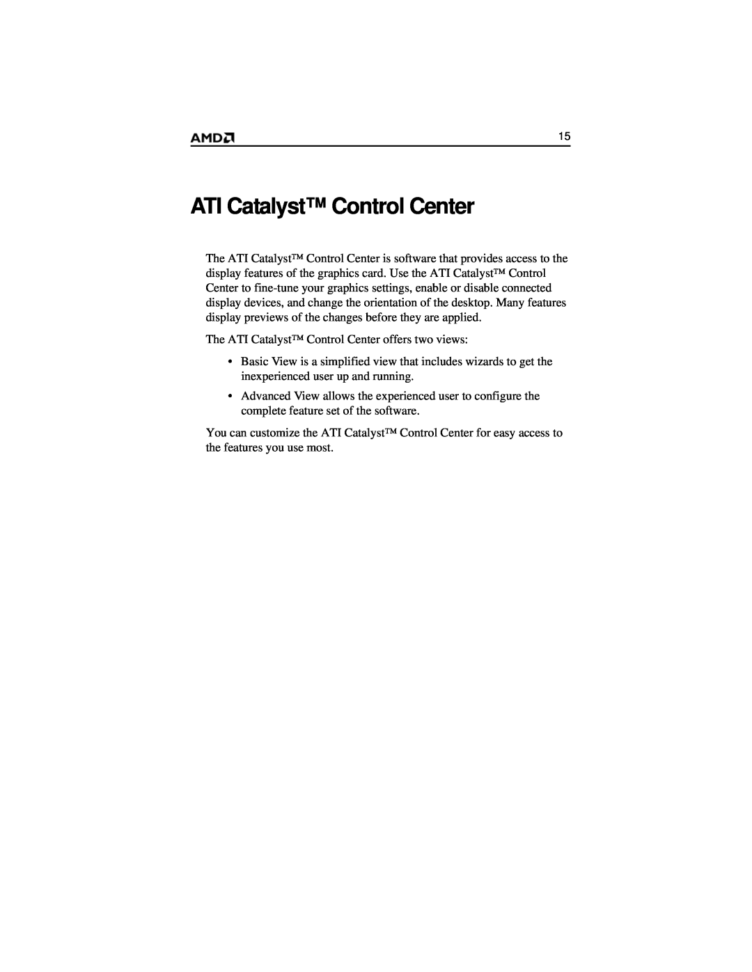 AMD HD 2400 manual ATI Catalyst Control Center 