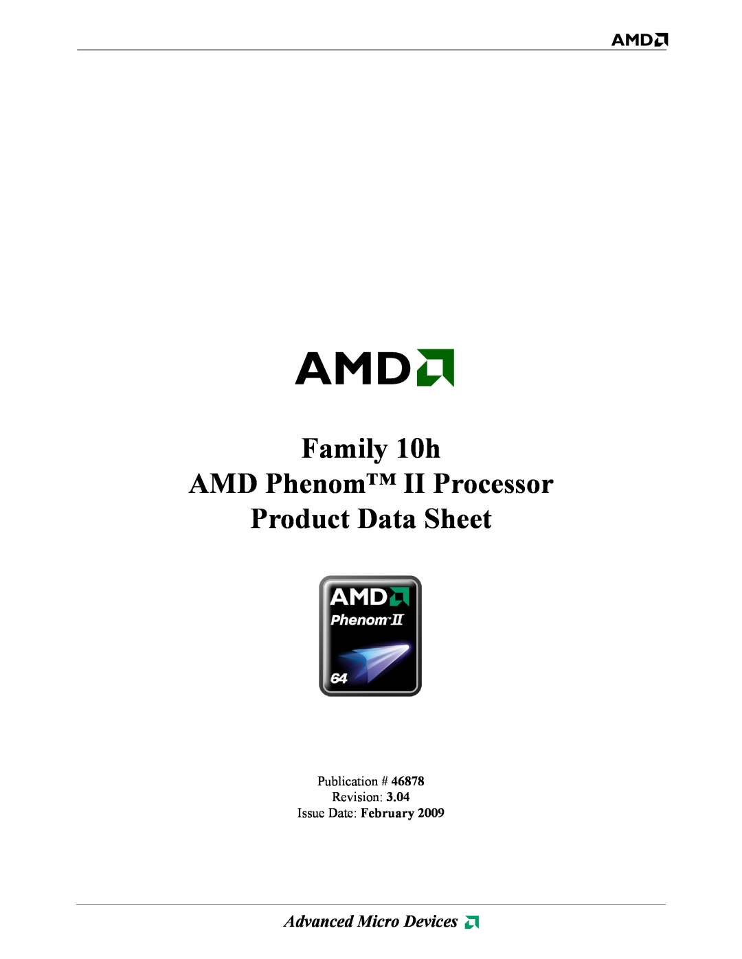 AMD manual Family 10h AMD Phenom II Processor Product Data Sheet, Advanced Micro Devices 