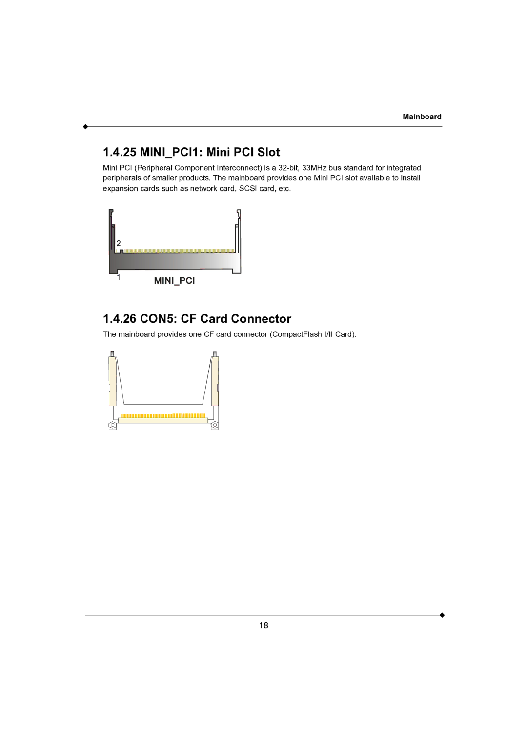 AMD K3780E-S2, K3780E-D2 user manual MINIPCI1 Mini PCI Slot, 26 CON5 CF Card Connector 