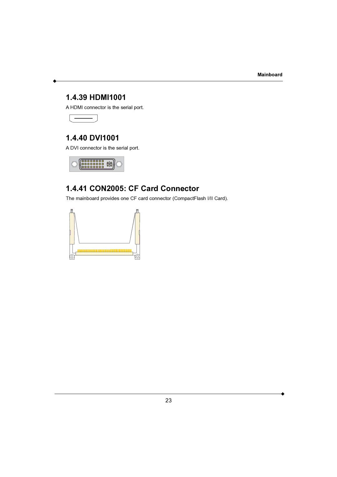 AMD K3780E-S2, K3780E-D2 user manual HDMI1001, 40 DVI1001, 41 CON2005 CF Card Connector 