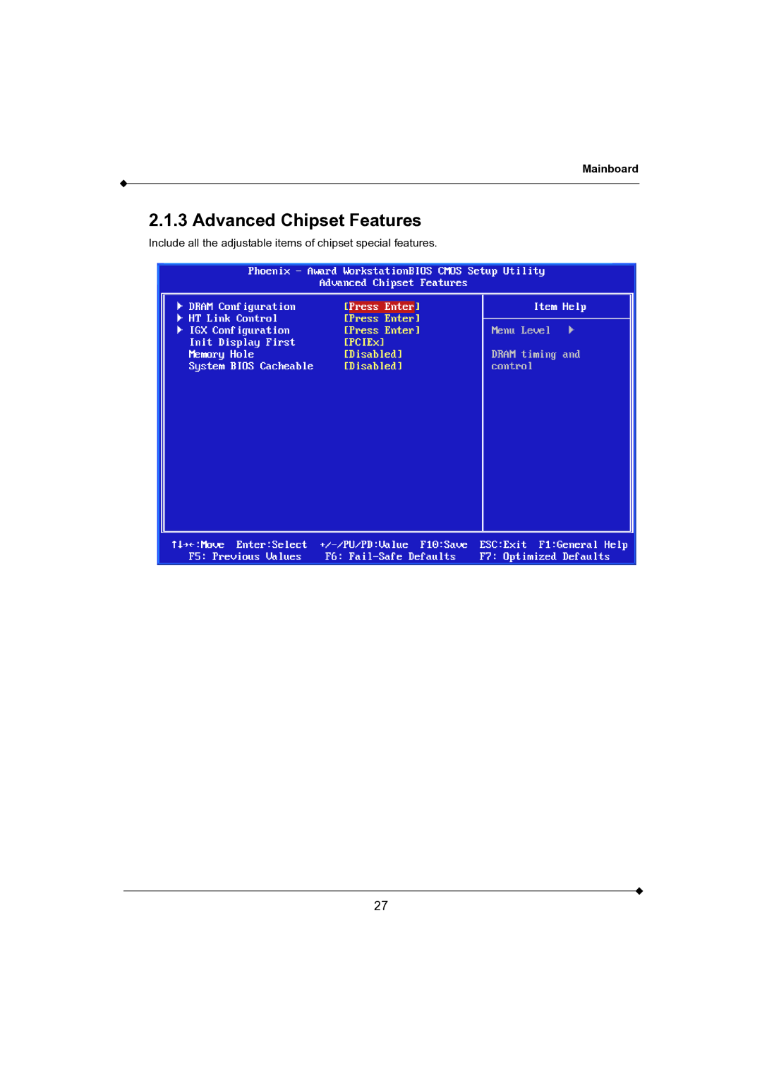 AMD K3780E-S2, K3780E-D2 user manual Advanced Chipset Features 