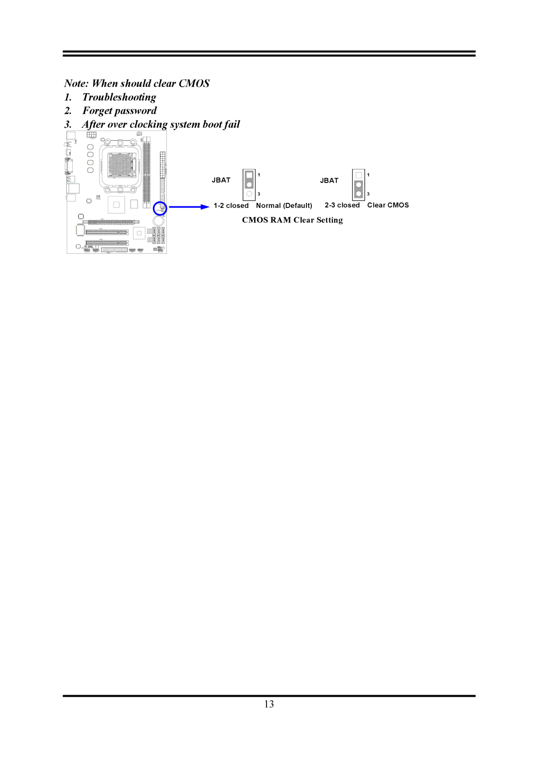 AMD KM780V user manual Cmos RAM Clear Setting 