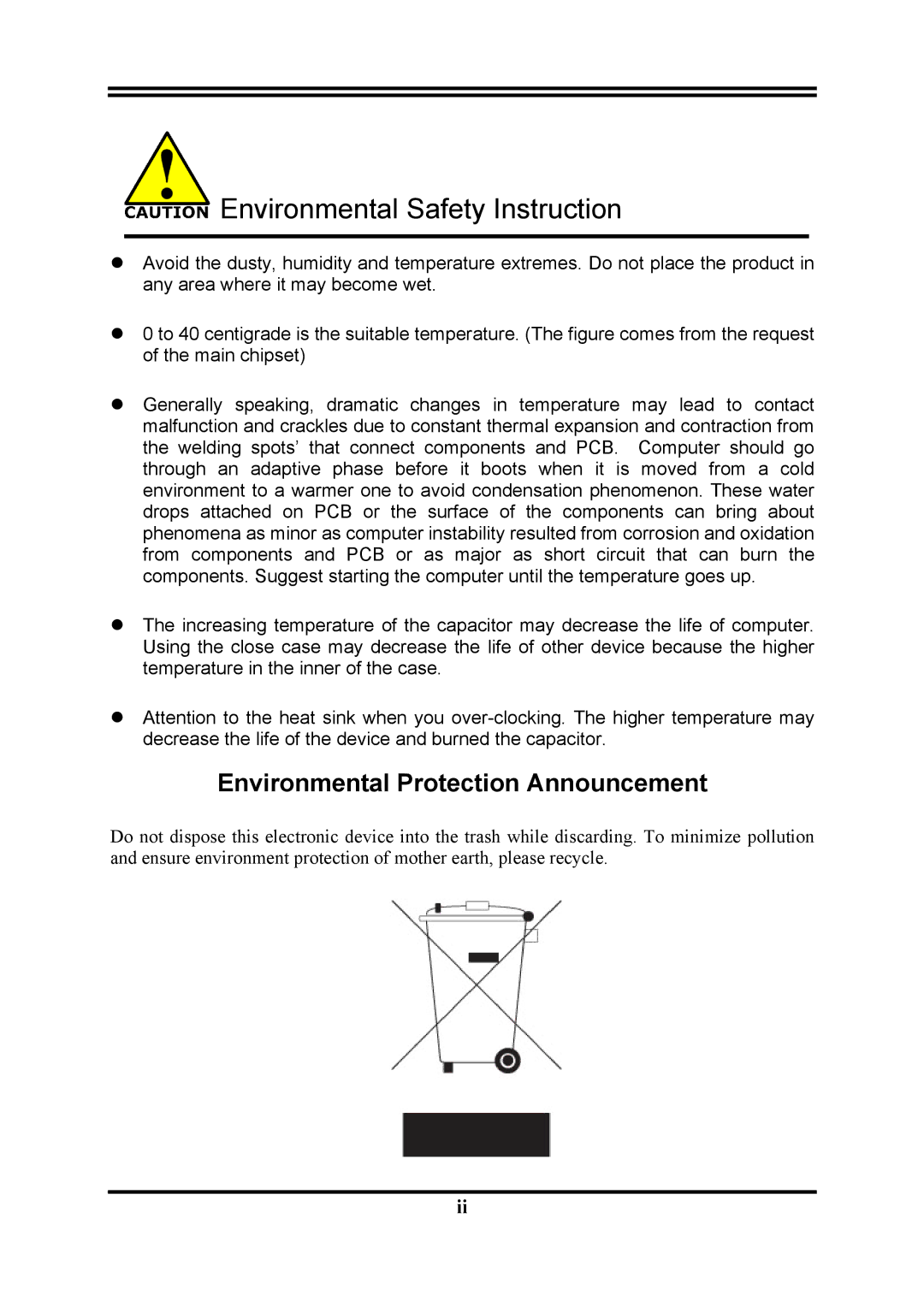 AMD KM780V user manual Environmental Safety Instruction, Environmental Protection Announcement 