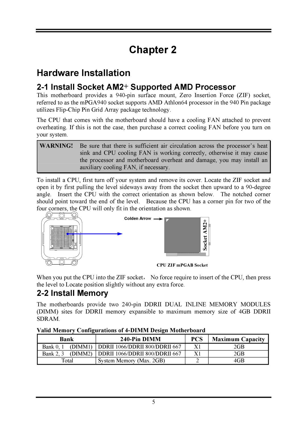 AMD KM780V user manual Hardware Installation, Install Socket AM2+ Supported AMD Processor, Install Memory, Maximum Capacity 