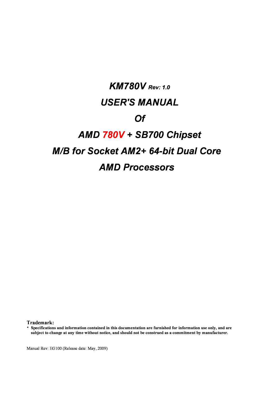 AMD KM780V user manual USERS MANUAL Of, AMD 780V + SB700 Chipset M/B for Socket AM2+ 64-bit Dual Core, AMD Processors 