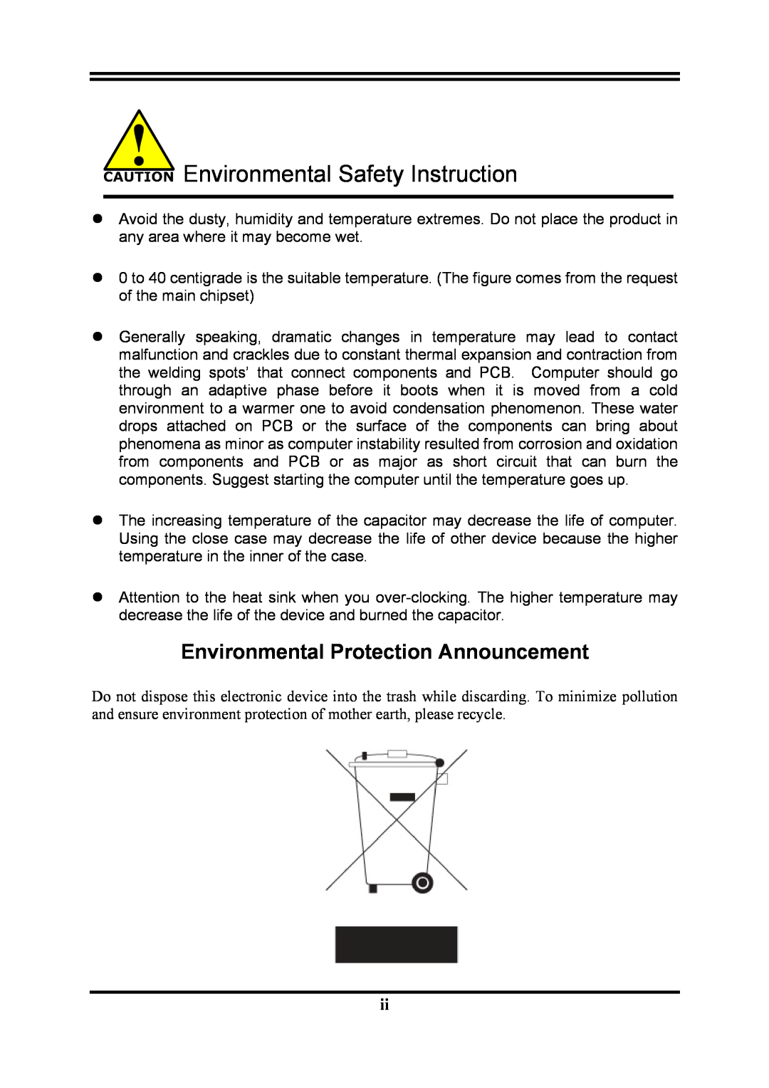 AMD KM780V user manual Environmental Protection Announcement, Environmental Safety Instruction 
