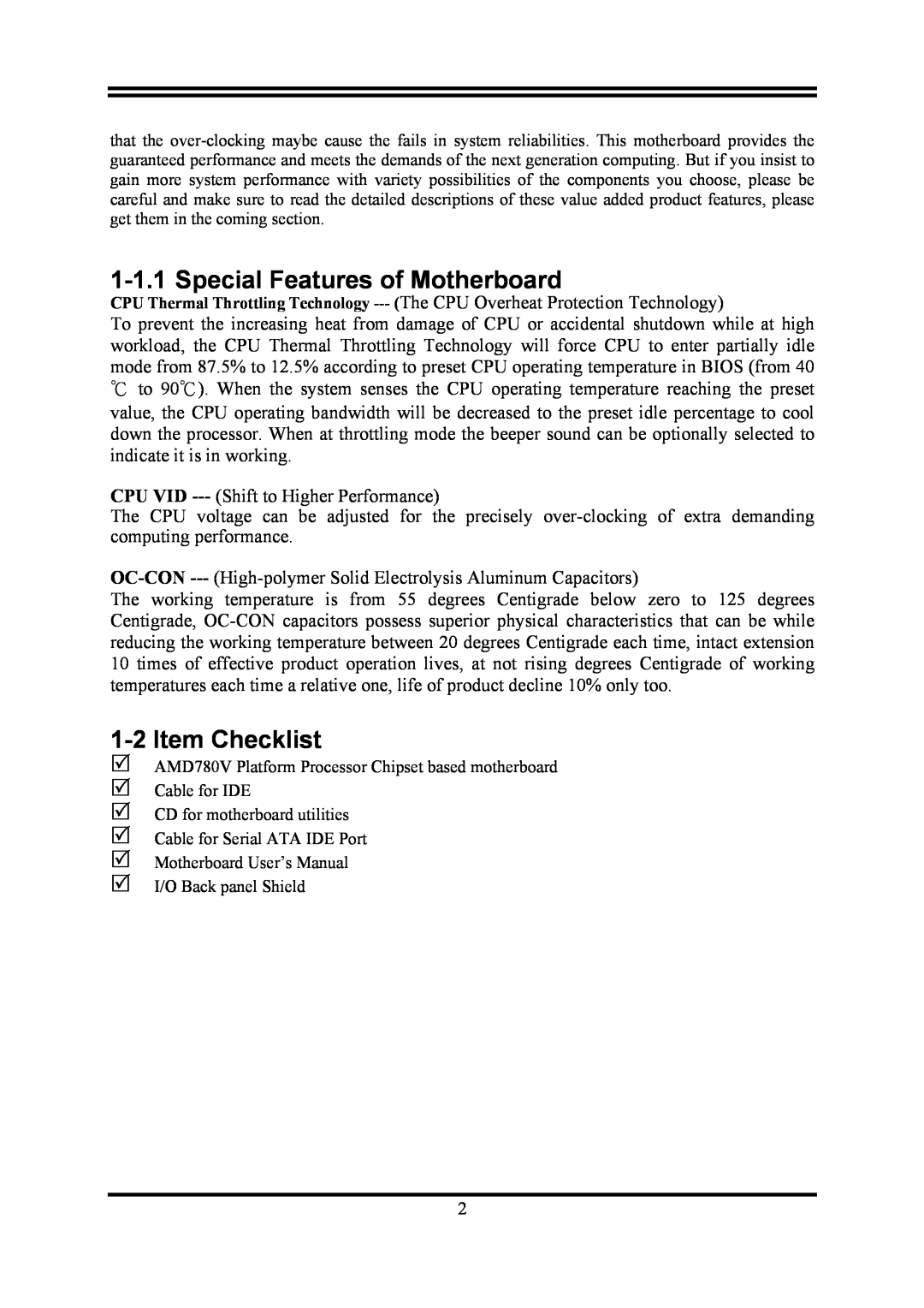 AMD KM780V user manual Special Features of Motherboard, Item Checklist 