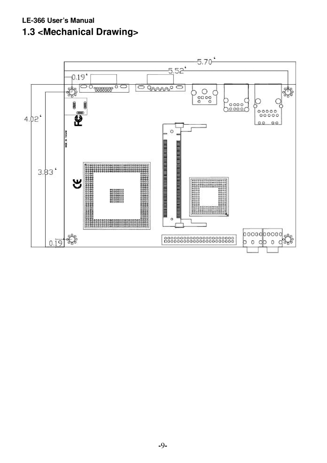 AMD LE-366 user manual Mechanical Drawing 