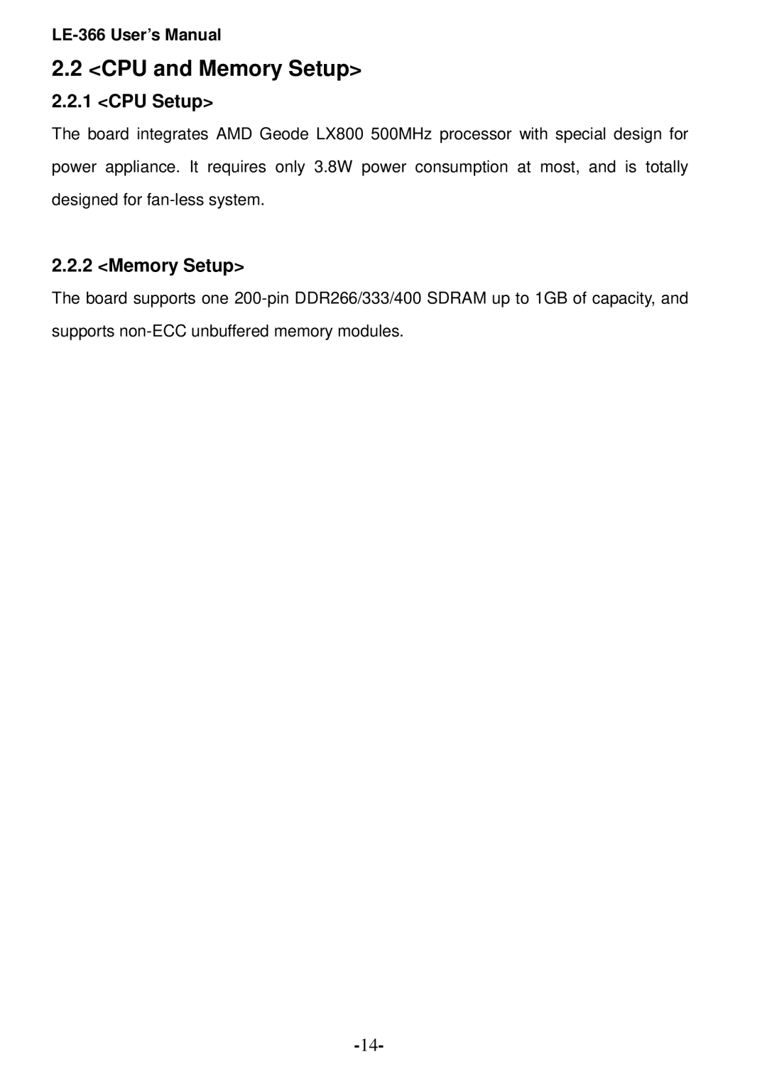 AMD LE-366 user manual CPU and Memory Setup, CPU Setup 