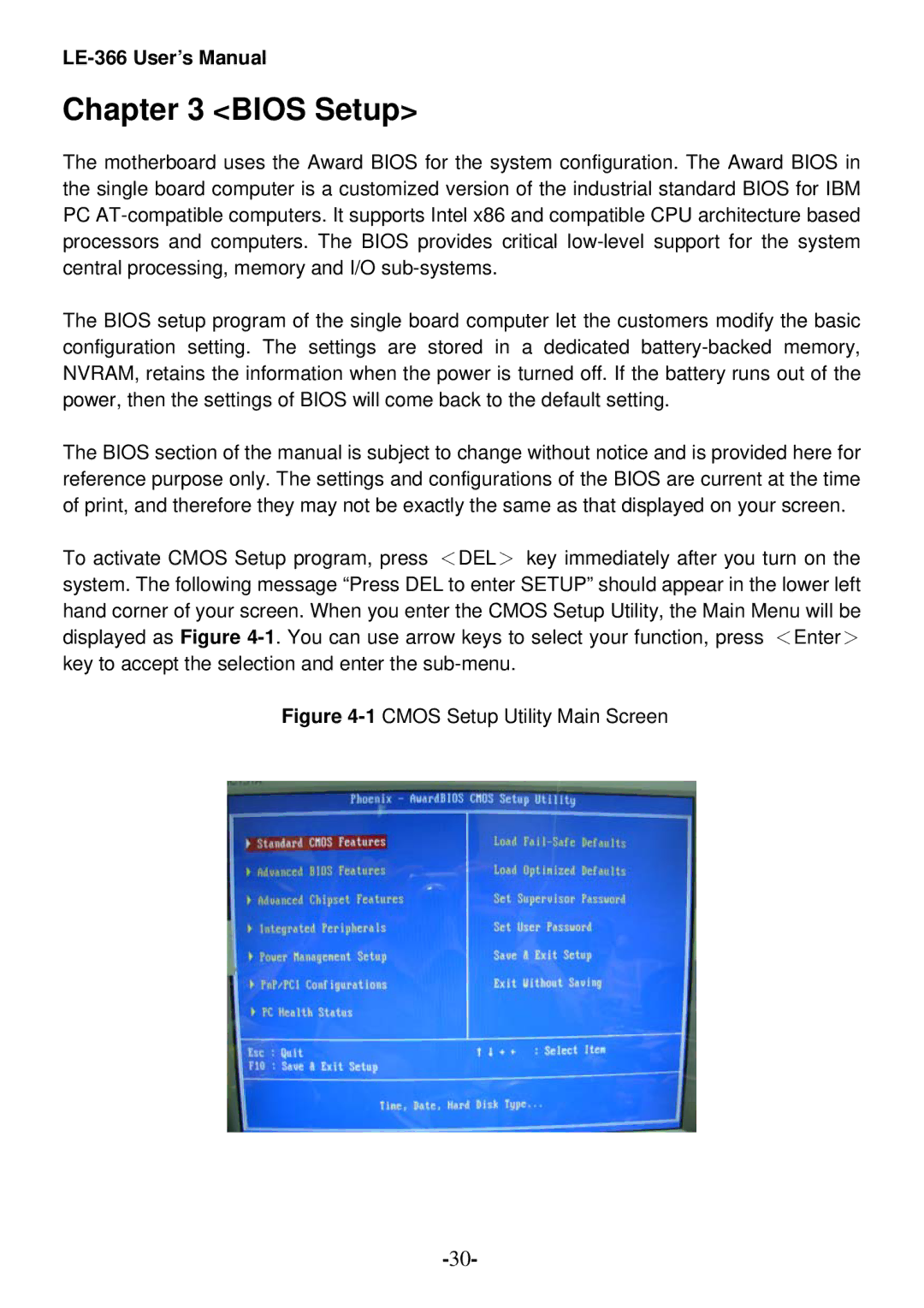 AMD LE-366 user manual Bios Setup, 1CMOS Setup Utility Main Screen 