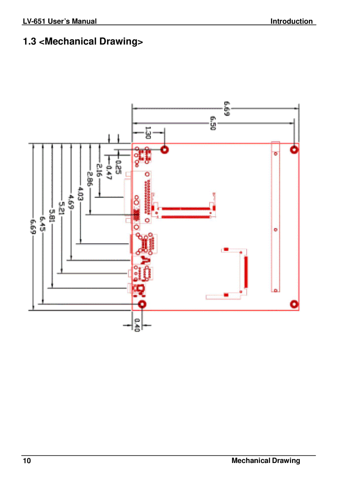 AMD LV-651 user manual Mechanical Drawing 